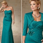 Light Mother of the Groom Dresses for Summer, Drapped Crystal Satin Gown
