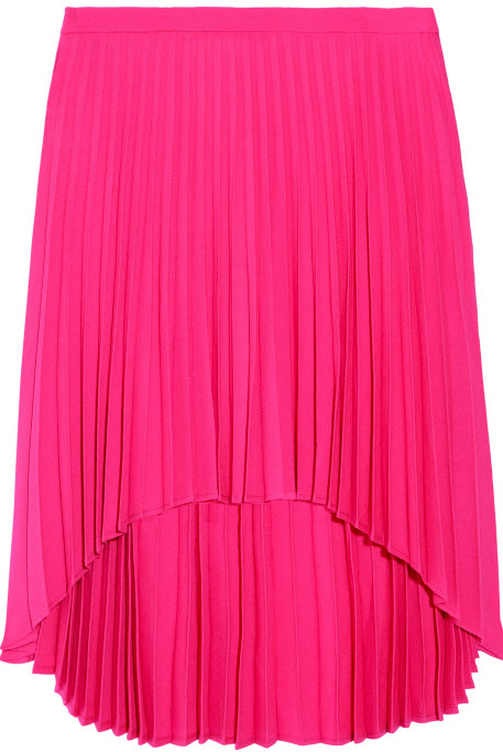 Pleated Stretch wool-crepe Skirt