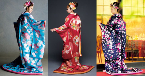 Colorful Japanese Kimono Wedding Dresses