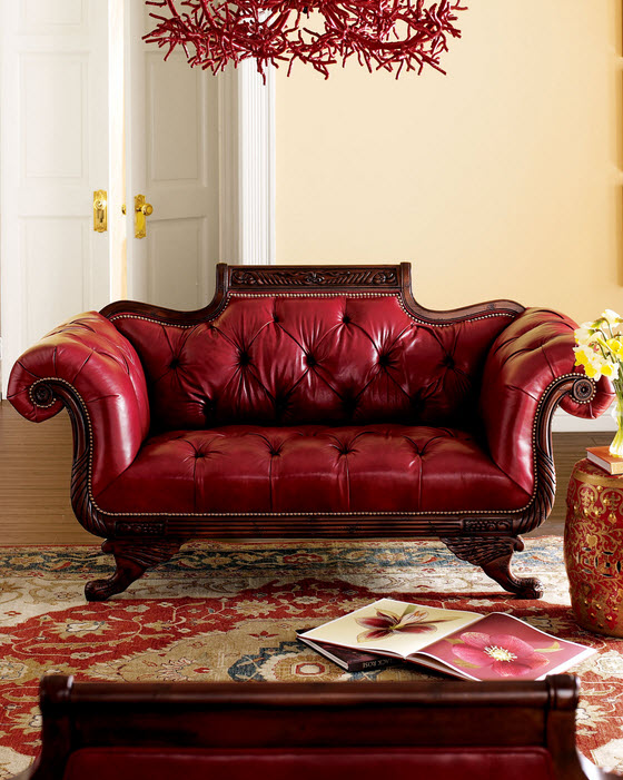 Colored Tufted Sofas Red Tufted-Leather Sofa_1
