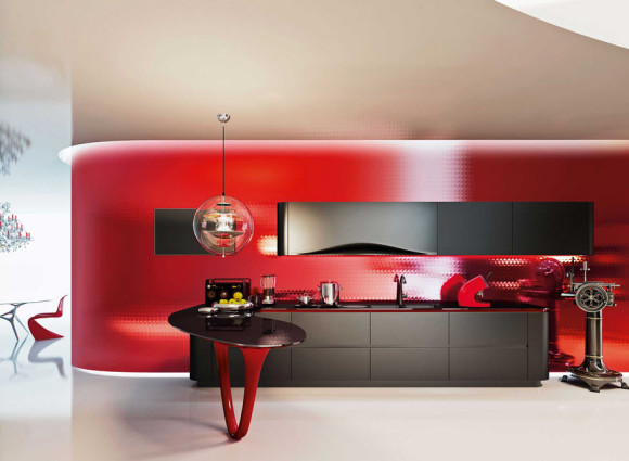 Spectacular Red and Black Kitchen From a Snaidero by Pininfarina