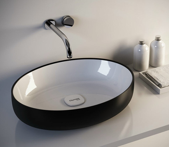 Colorful Countertop Wash Basins Metamorfosi by Olympia Ceramica White