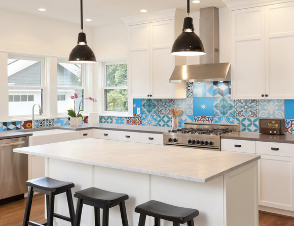 Colorful Patchwork Tiles from Pacific Collection by Cement Tile Shop