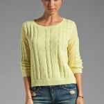 Autumn Cashmere Sheer Cable Pullover in Quince