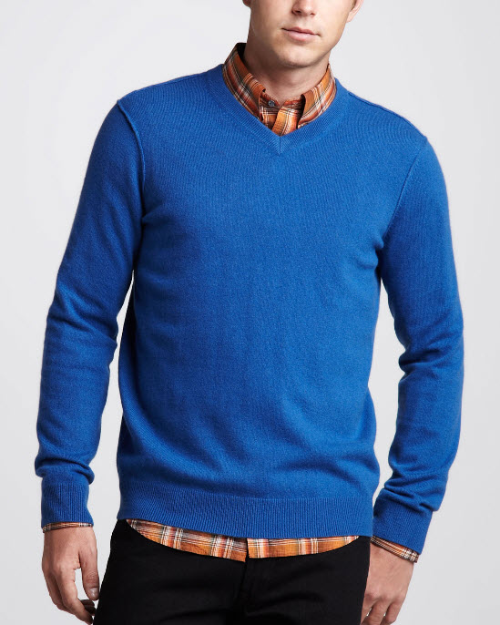 » Vince V-Neck Blue Cashmere Sweater at In Seven Colors – Colorful ...